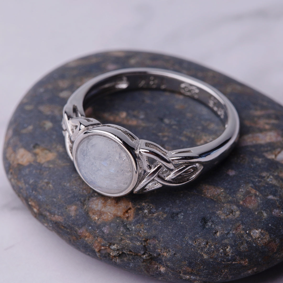 Celtic Mother™ Ring — 18K White Gold | Moonstone