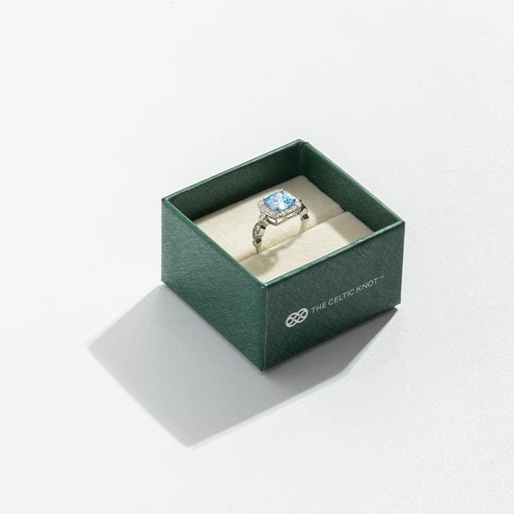 Winter Diamond™ Ring — 18K White Gold | Cushion Blue Topaz