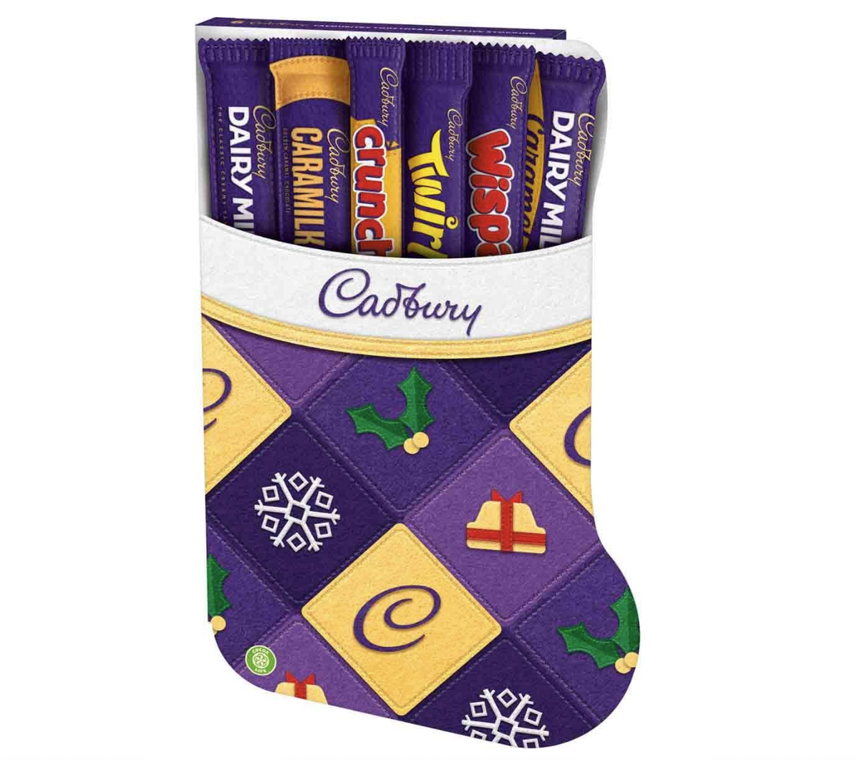 Cadbury Stocking Selection Box 174g, Cadbury Christmas chocolate stocking, British festive chocolate gift, imported from the UK