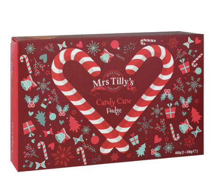 Mrs. Tillys Candy Cane Fudge Gift Box 400g