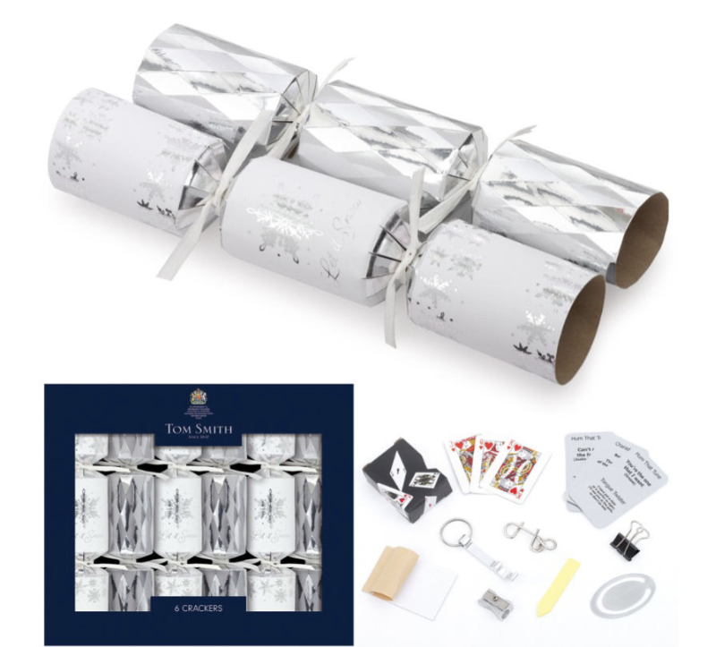 Tom Smith's Silver Luxury Tree Crackers 6 x 8"