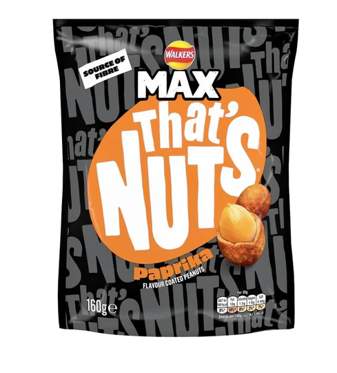 Walkers That's Nuts - MAX Paprika Flavour Coated Peanuts 160g