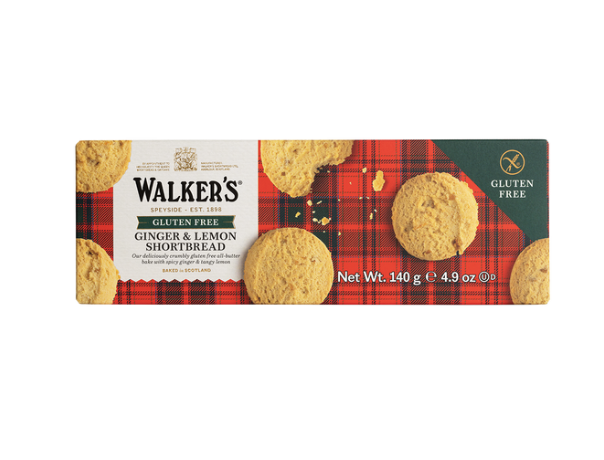 Walker's Gluten Free Ginger & Lemon Shortbread 140g