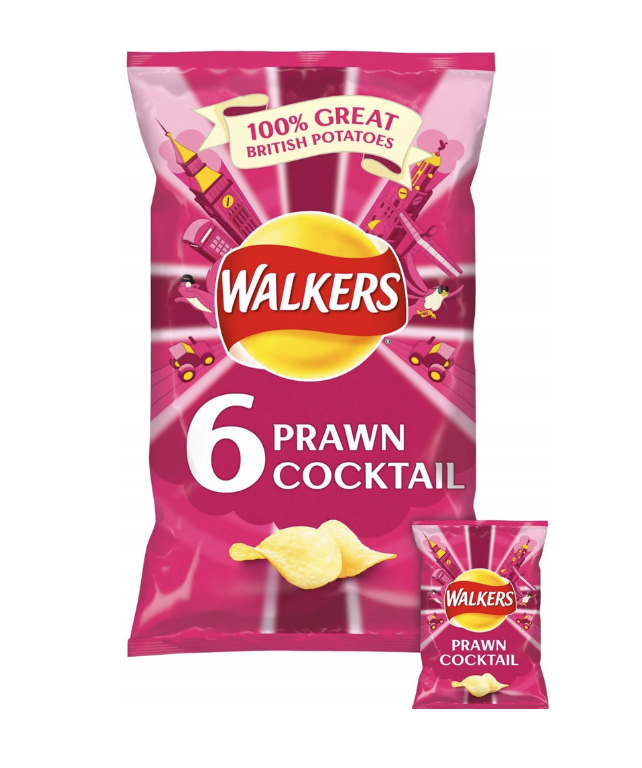 Walkers Prawn Cocktail Crisps 6 Pack 150g (6x25g)