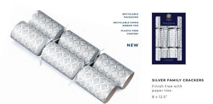 Tom Smith's Silver Family Crackers 8 Pack (8x12.5")