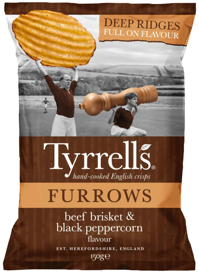 Tyrrell's Beef Brisket & Black Peppercorn Crisps (Furrows) 40g