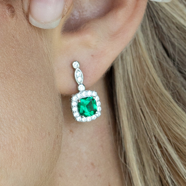 Enchanted Emerald™ Earrings — 18K White Gold | Diamond Accent