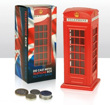 Elgate Die Cast Metal Telephone Box Money Bank