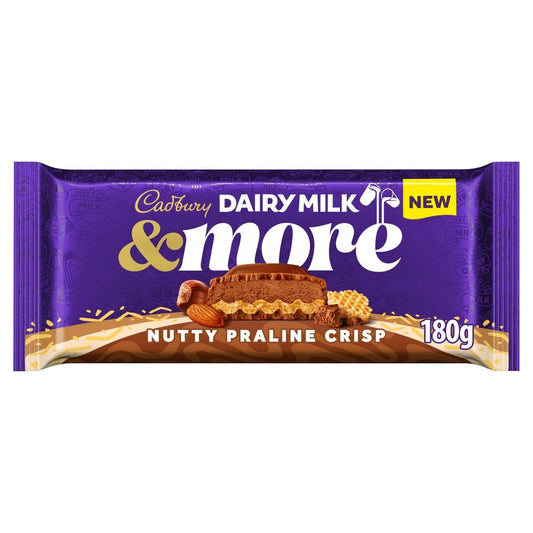 Cadbury Dairy Milk & More Nutty Praline Crisp Bar 180g