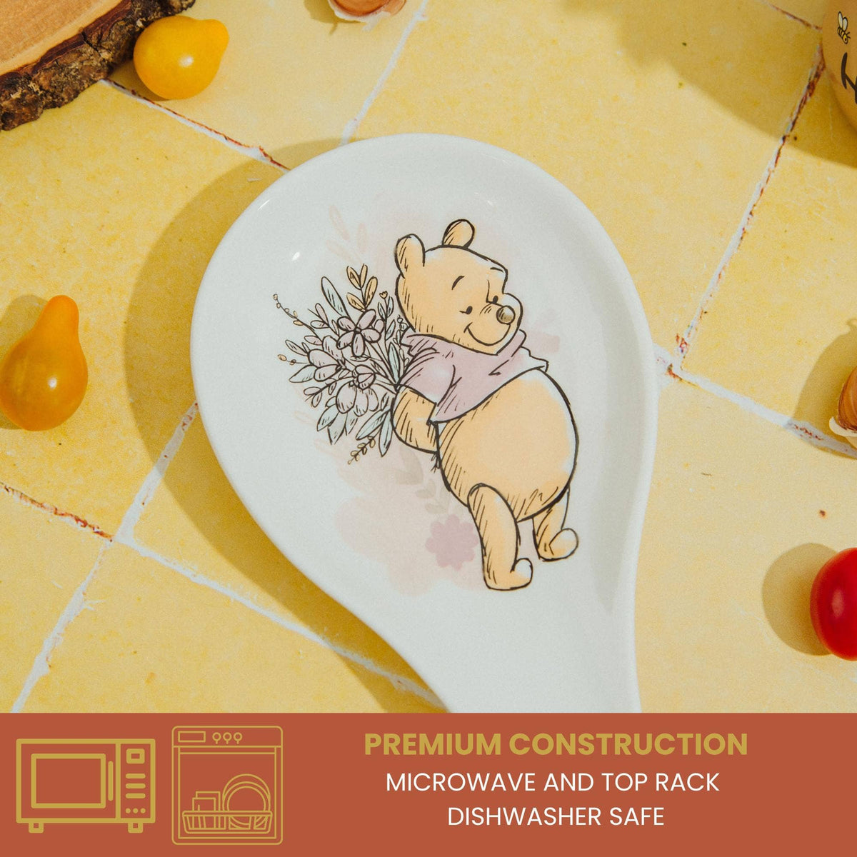Disney Winnie the Pooh Floral Ceramic Spoon Rest Holder, Pooh kitchen accessory, floral ceramic utensil rest, Winnie the Pooh giftDisney Winnie the Pooh Floral Ceramic Spoon Rest Holder, Pooh kitchen accessory, floral ceramic utensil rest, Winnie the Pooh gift