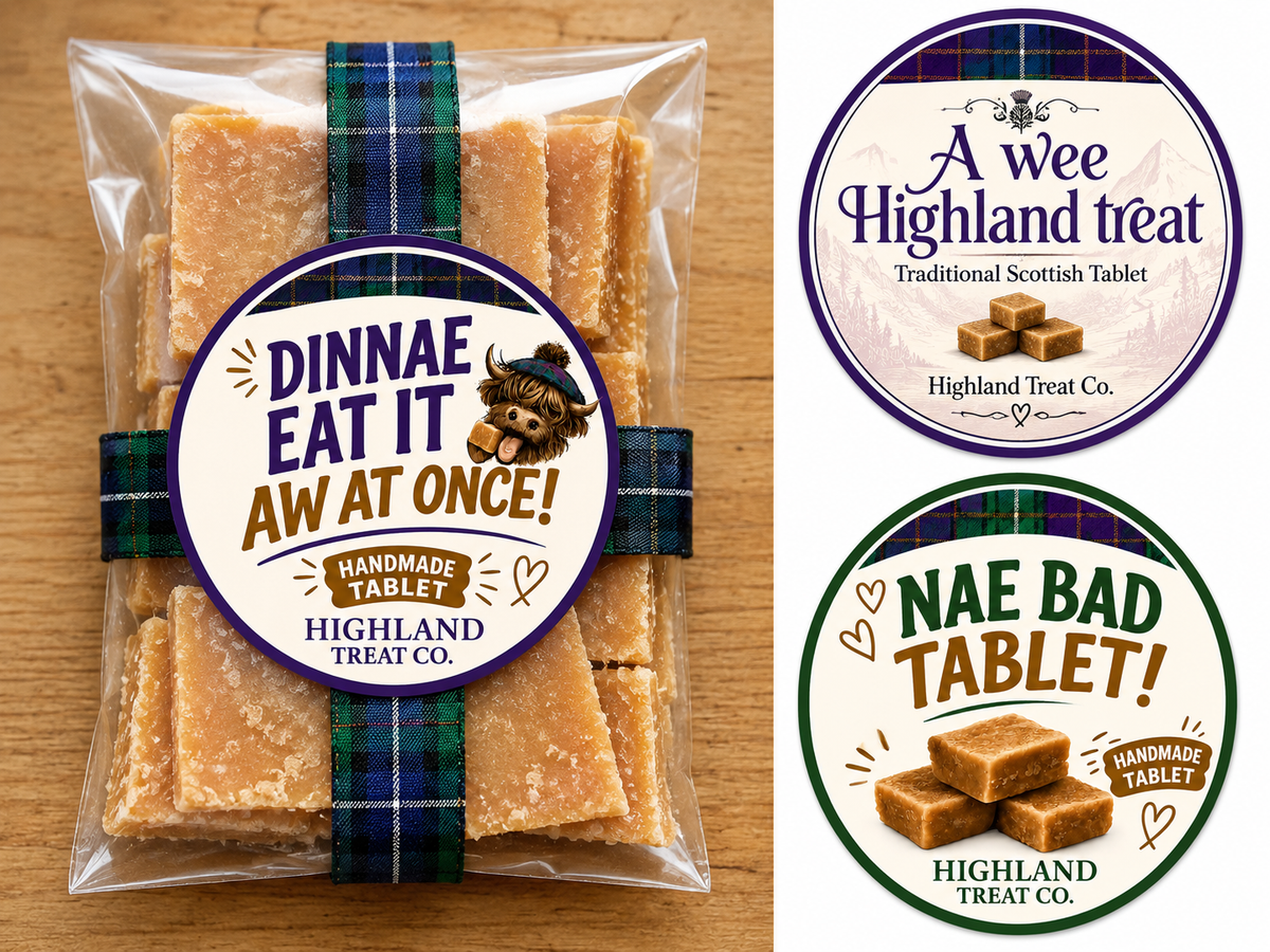Highland Treat Co. Trio of handmade Scottish Tablet gift box imported from Scotland