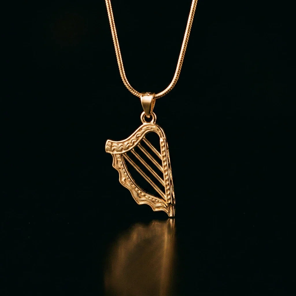 Celtic Harp™ Pednant — 18K Yellow Gold Necklace