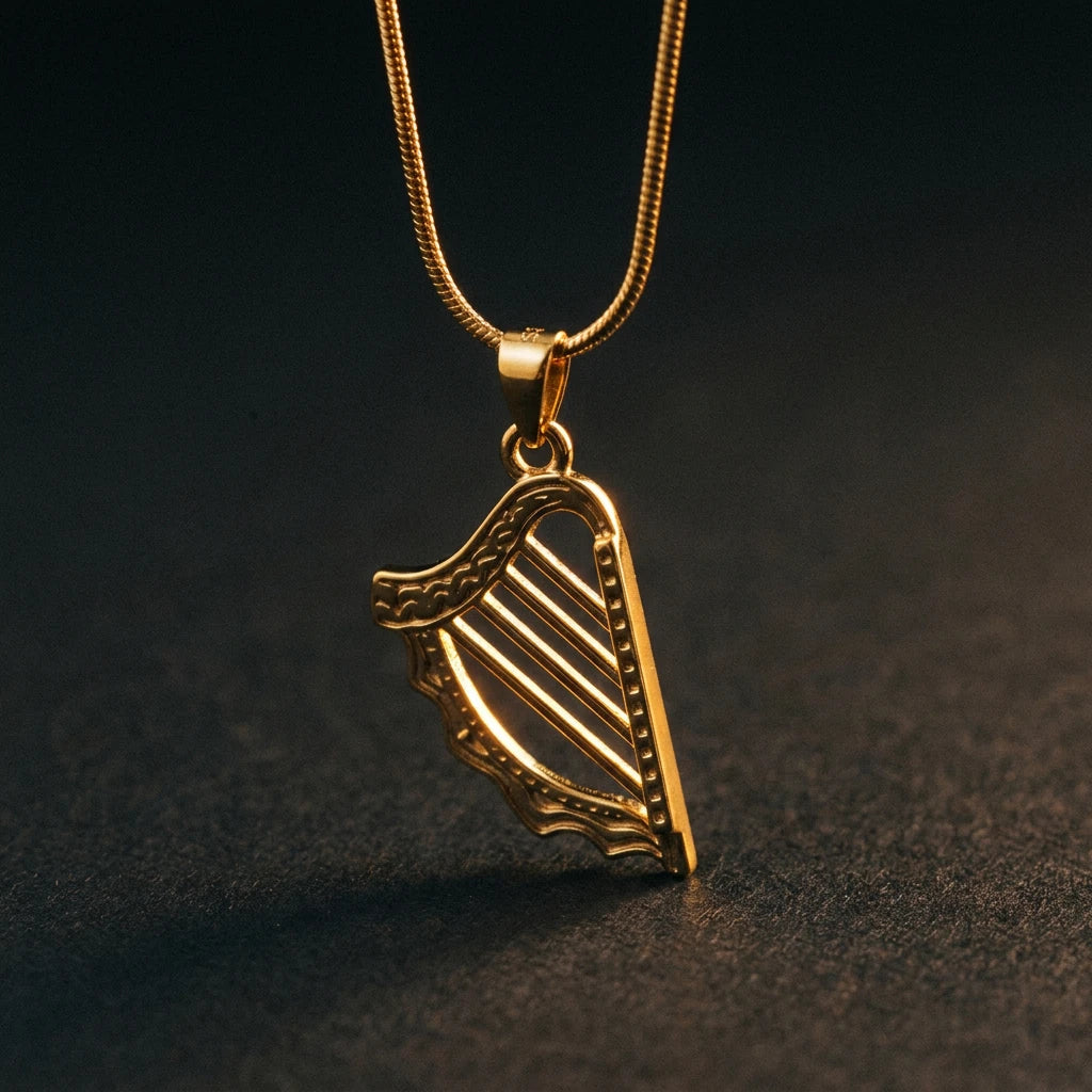 Celtic Harp™ Pednant — 18K Yellow Gold Necklace