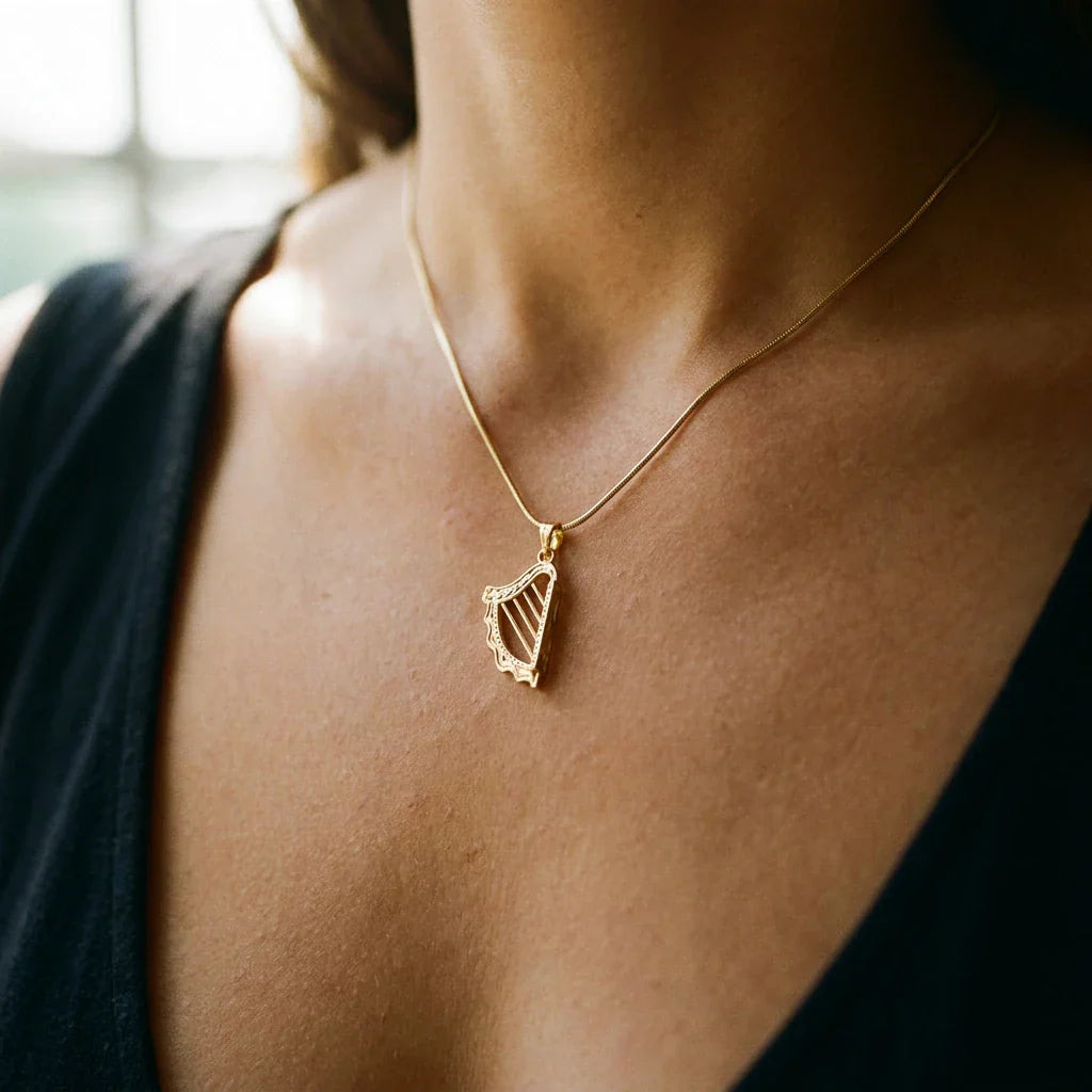 Celtic Harp™ Pednant — 18K Yellow Gold Necklace