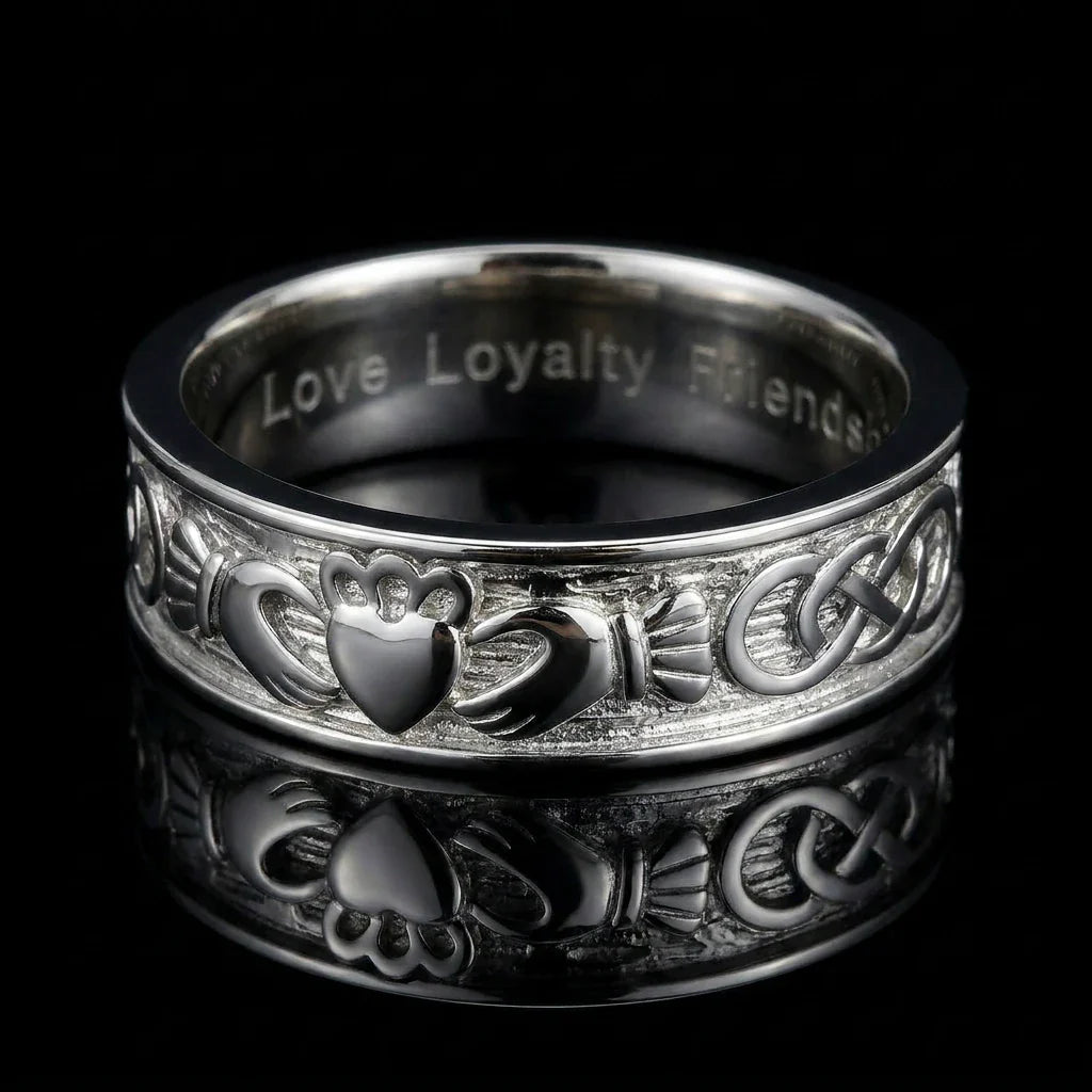 Men's Claddagh™ Ring — 18K White Gold Band