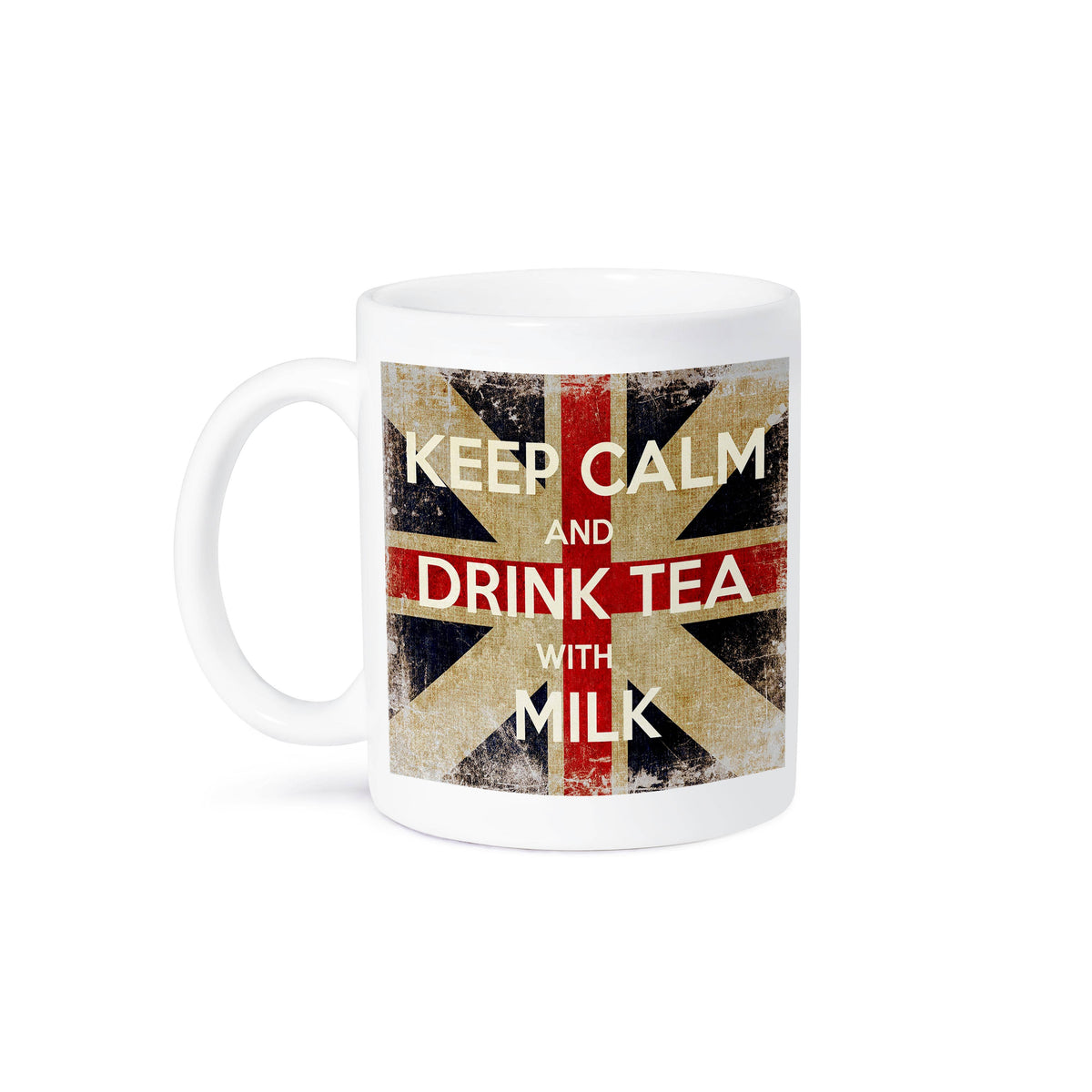 Retro Union Jack Keep Calm Drink Tea with Milk 11oz Mug