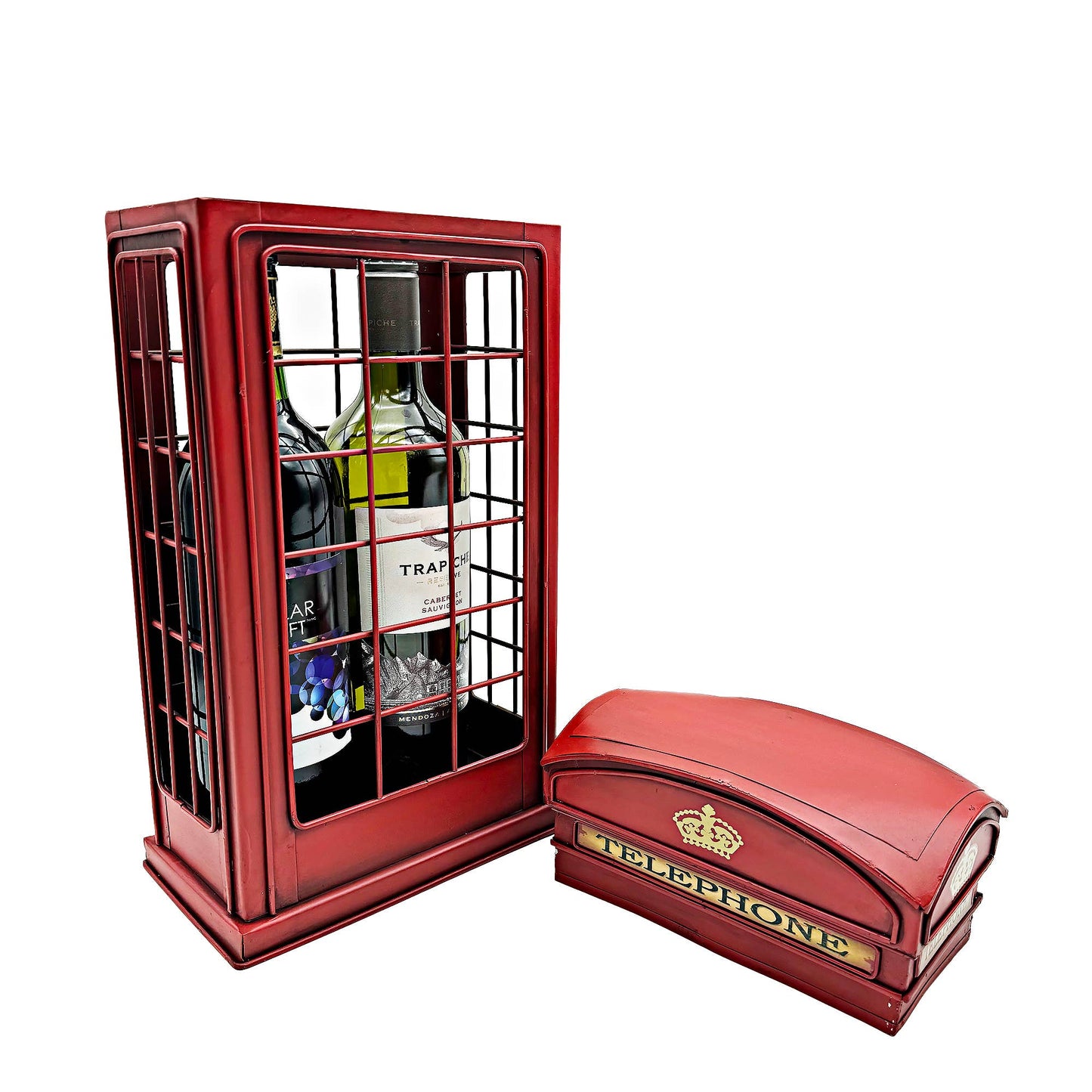 Metal Telephone Box Double Wine Carrier