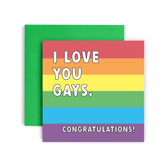Congratulations I Love Gays LGBTQ+ Gay Wedding Card
