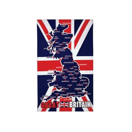 Great Britain Map Union Jack Flag Tea Towel