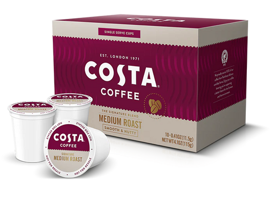 Costa Coffee Medium Roast Single Serve Pods - Signature Blend - 10ct Box