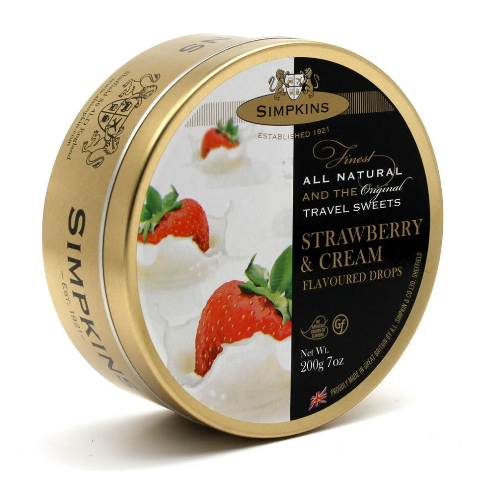Simpkins Travel Sweets Strawberry and Cream Tin 200g